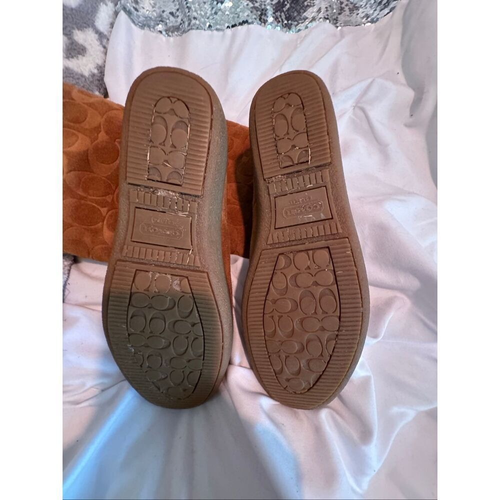 Vintage  Coach Tan Signature Cc Suede Bootie Tobacco 9 | Wool Cozy Chic Boho 10 - Picture 6 of 9